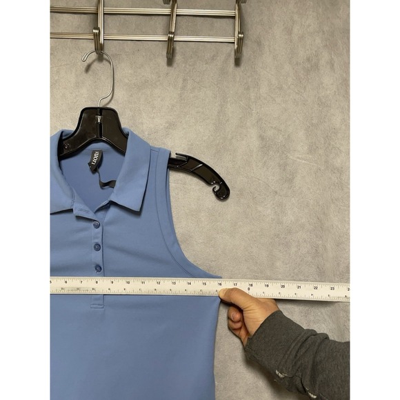 Vuori Polo Shirt Women S Isle Blue Pique Tank 4 Way Stretch Wicking Performance - Picture 3 of 7